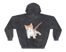 Load image into Gallery viewer, Kandykorn Unisex Mineral Wash Black &amp; Blue ¡Bam Bam! the Cat Hoodie
