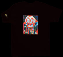 Load image into Gallery viewer, Kandykorn X Slimyburger - Jet Black &amp; Blood Red Killer Klown on backside, 100% Cotton T - Shirt Sizes (S-XL) Killer Klowns From Outer Space
