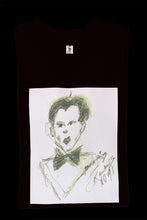 Load image into Gallery viewer, Kandykorn X Slimyburger - Jet Black &amp; Blood Red Klaus Nomi on Frontside , 100% Cotton T - Shirt Sizes (S-XL)
